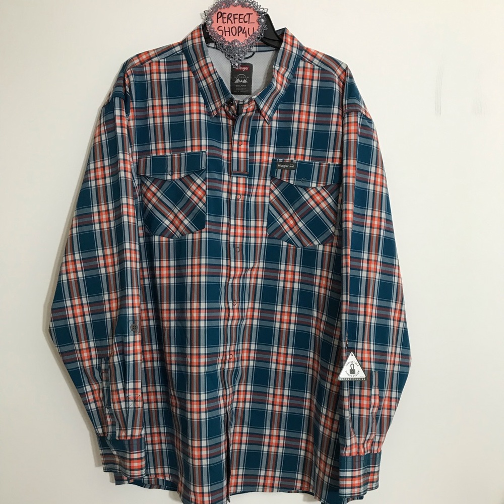 NWT Wrangler 3XL Button Up Long Sleeve Shirt Logo New